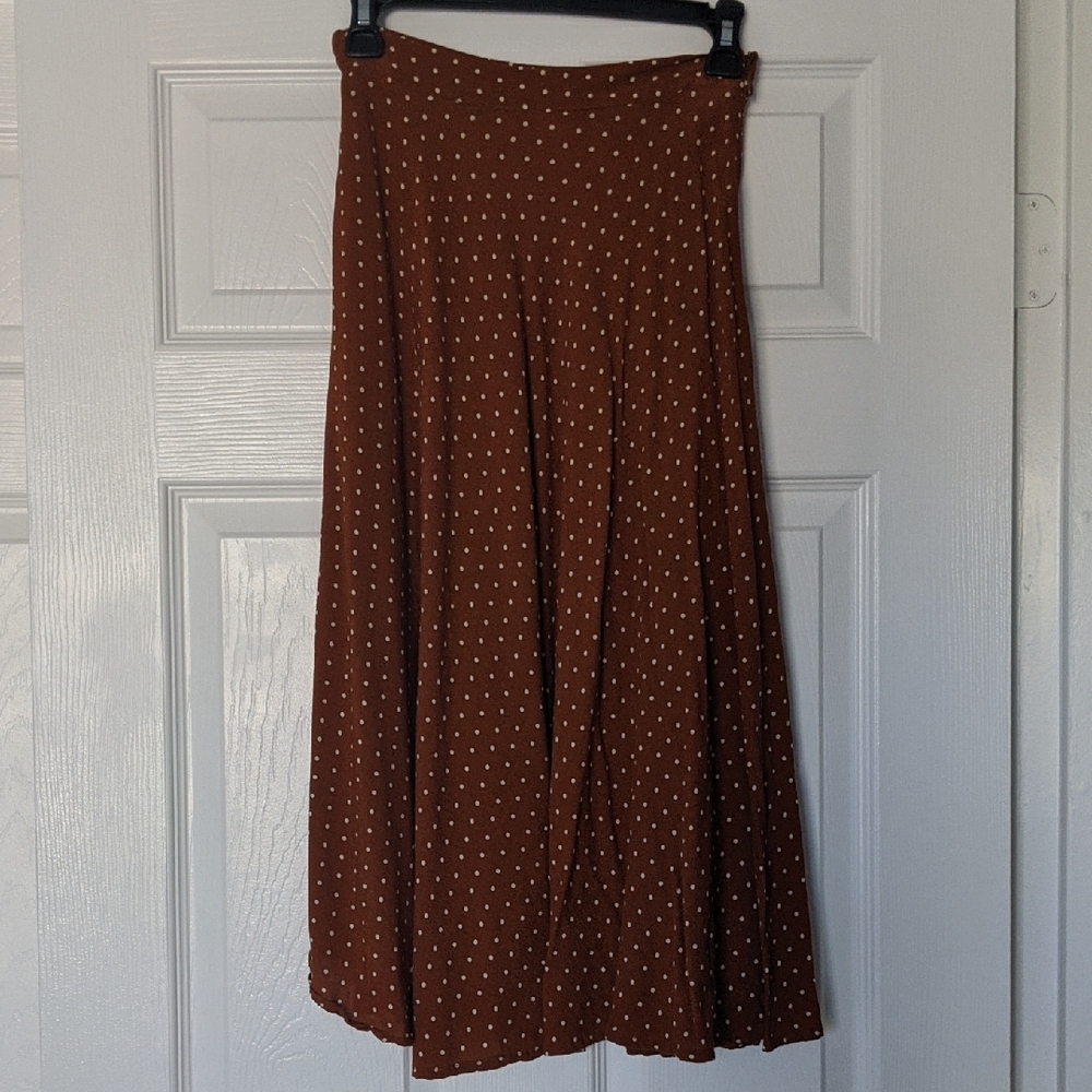 H&M Brown Pleated Midi Skirt A-Line